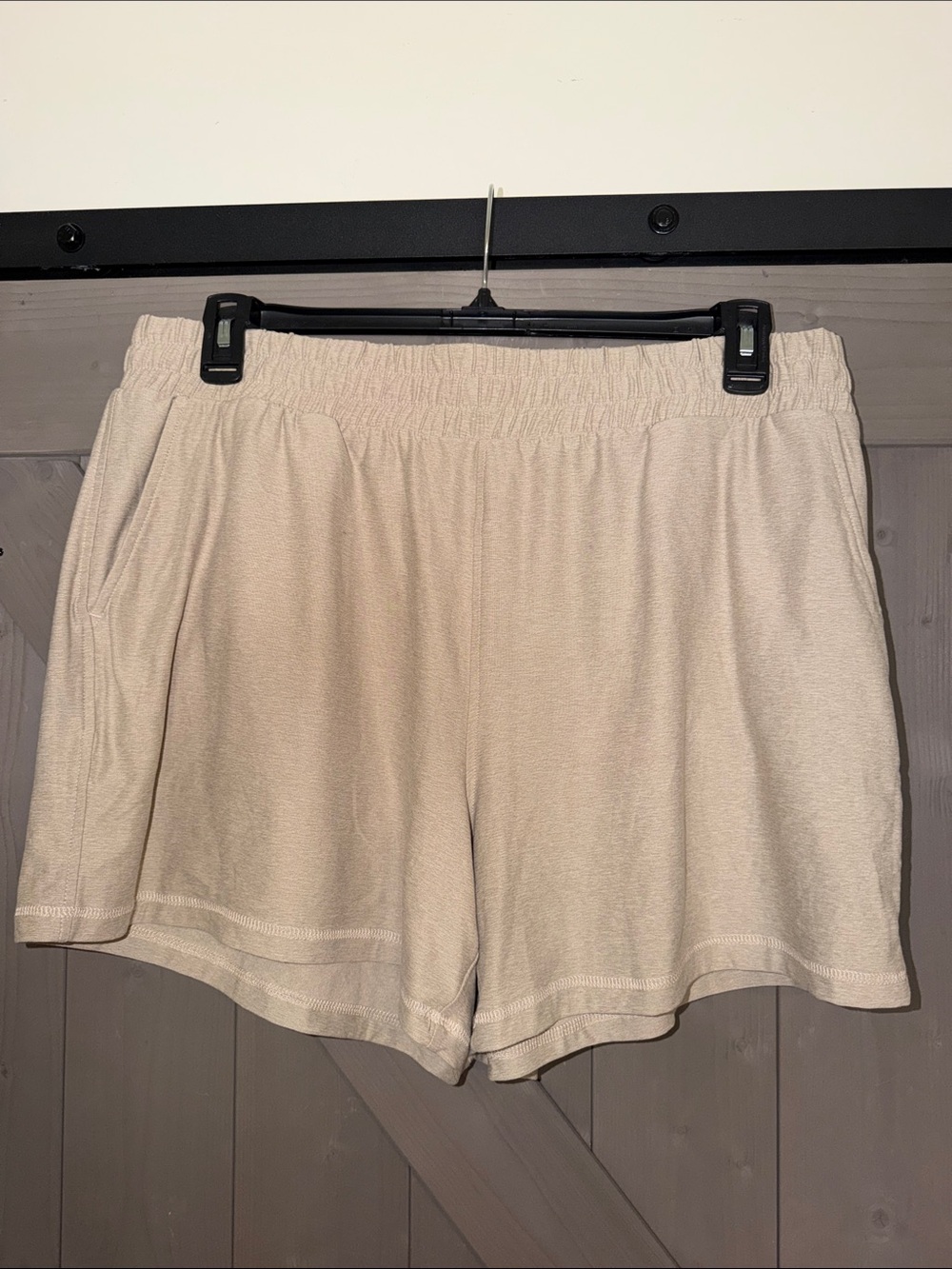 Athletic Works Women's Beige Elastic-Waist Athletic Shorts